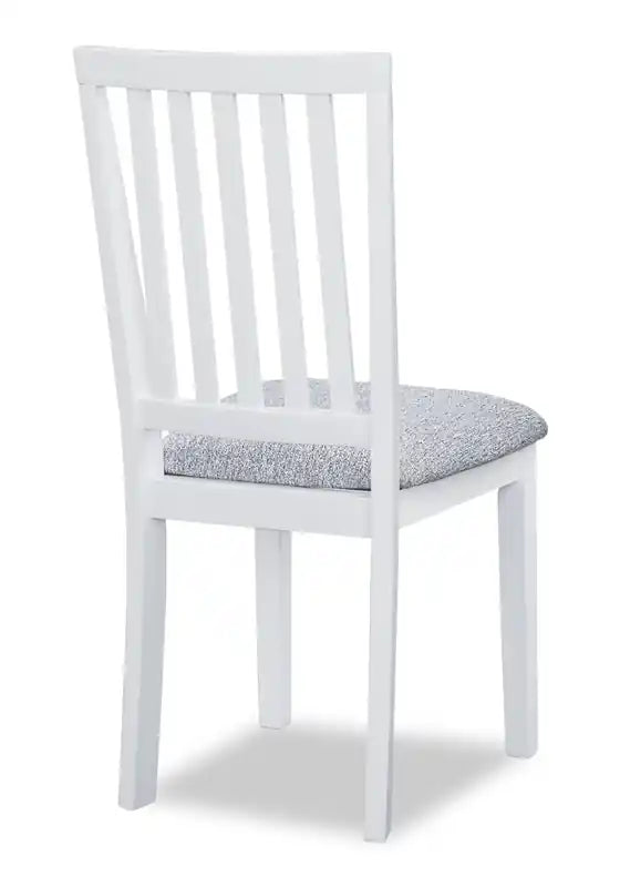 Chaise de salle à manger Bryn avec assise en tissu, dossier à lattes blanc et gris