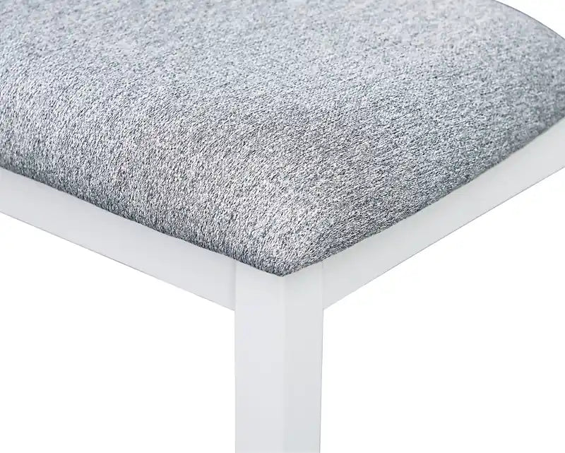 Chaise de salle à manger Bryn avec assise en tissu, dossier à lattes blanc et gris