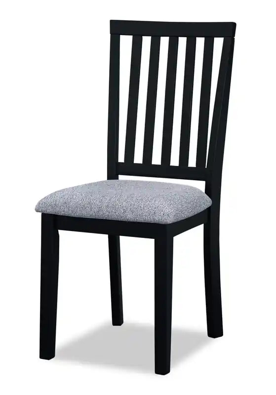 Chaise de salle à manger Bryn avec assise en tissu, dossier à lattes blanc et gris