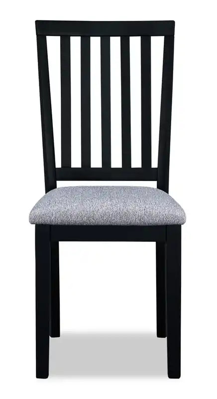Chaise de salle à manger Bryn avec assise en tissu, dossier à lattes blanc et gris