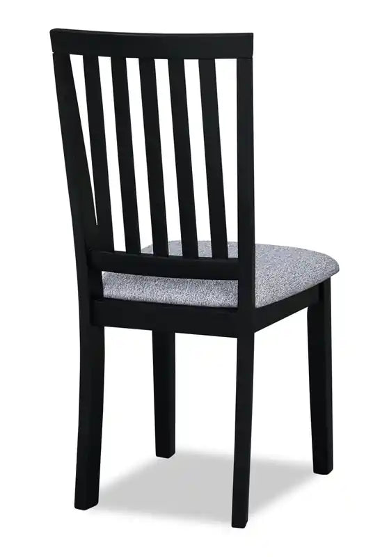 Chaise de salle à manger Bryn avec assise en tissu, dossier à lattes blanc et gris