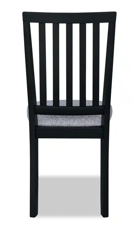 Chaise de salle à manger Bryn avec assise en tissu, dossier à lattes blanc et gris