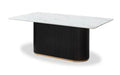 Kort & Co. Capri Dining Table with Marble-Look Top & Gold Accent, Pedestal Base, 72W - Black/White