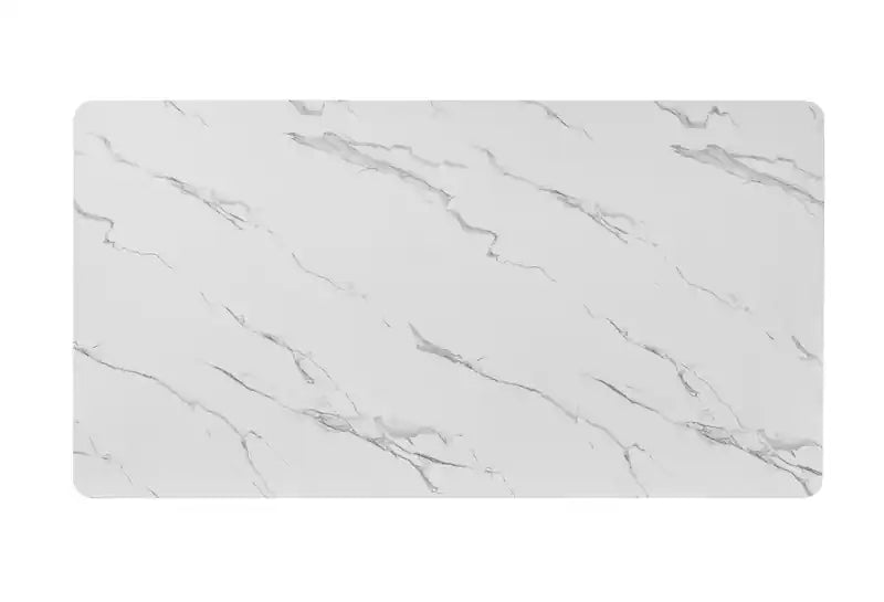 Table de salle à manger Capri avec plateau effet marbre et accents dorés, pied central, 72 po de largeur - Noir/blanc