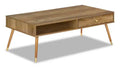 Cydney 43.5 Modern Coffee Table with Storage - Walnut Finish Wood Legs