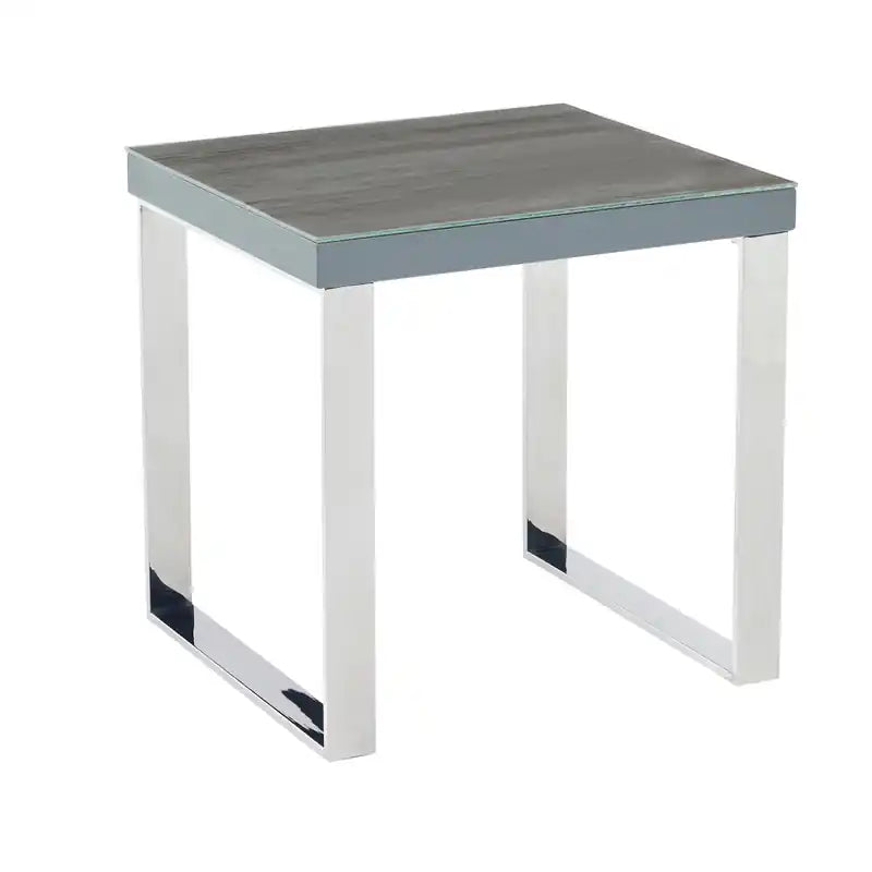 Table d'appoint Sylph, imitation bois et acier inoxydable