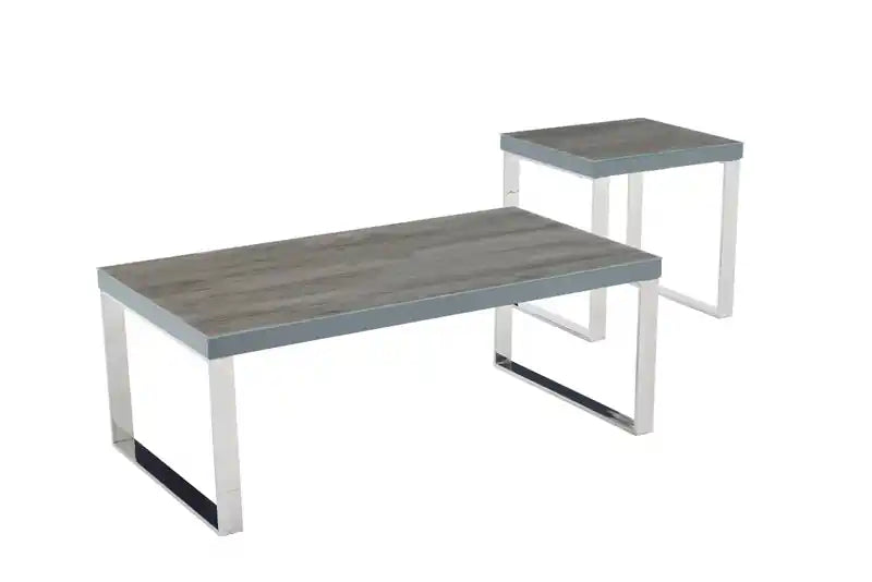 Table d'appoint Sylph, imitation bois et acier inoxydable