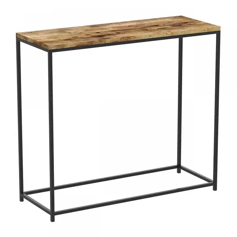 31 Modern Console Table - Brown Reclaimed Wood With Black Metal