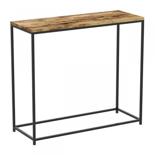 31 Modern Console Table - Brown Reclaimed Wood With Black Metal