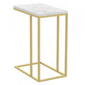 19 C-Shaped Marble Gold Metal End Table With Metal Frame - Multicolour