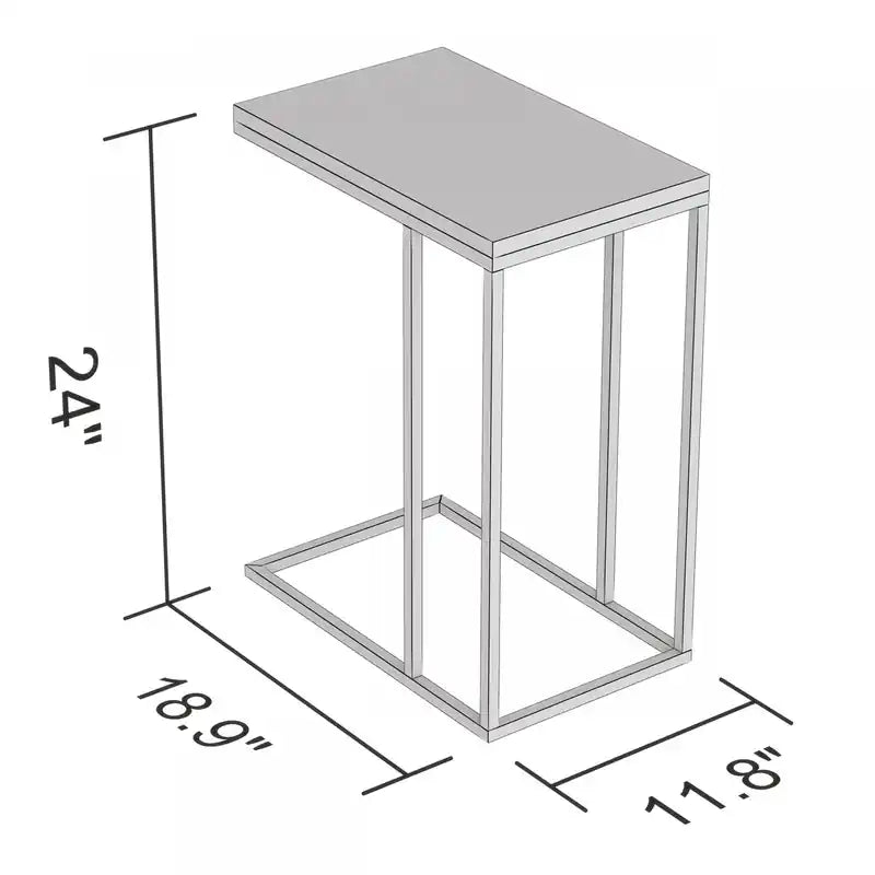 Table d'appoint en marbre en forme de C en métal doré avec cadre en métal de 19 pouces - Multicolore