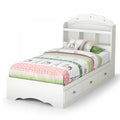 Tiara Mates Bed With Bookcase Headboard Set - Pure White