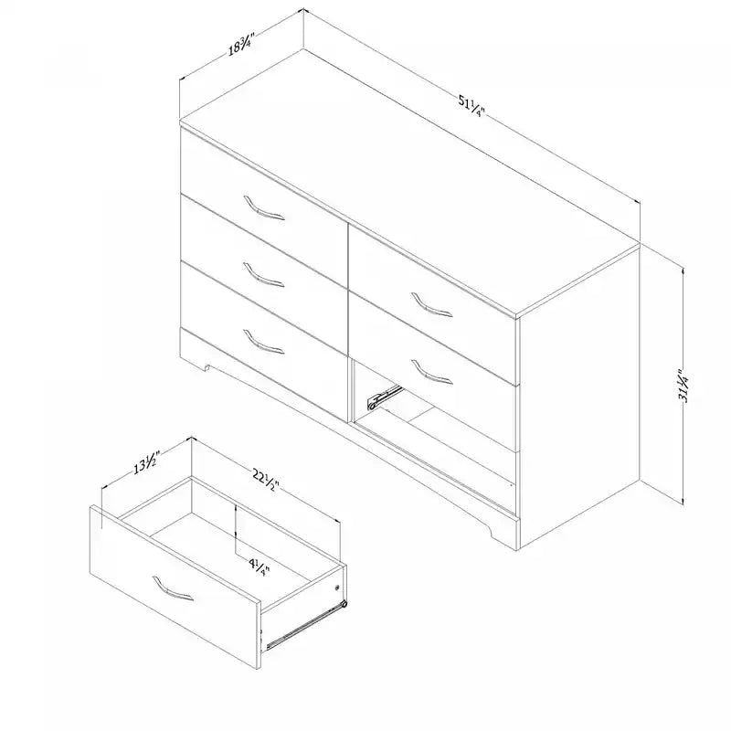 Commode à 6 tiroirs - Blanc pur