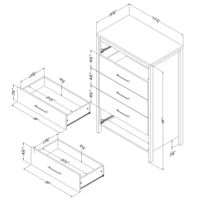 Commode 5 tiroirs - Pin maritime