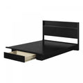 Primo Platform Bed And Headboard Set Black Oak - South Shore Queen Bed
