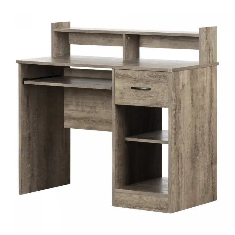 Axess Desk With Keyboard Tray - Weathered Oak