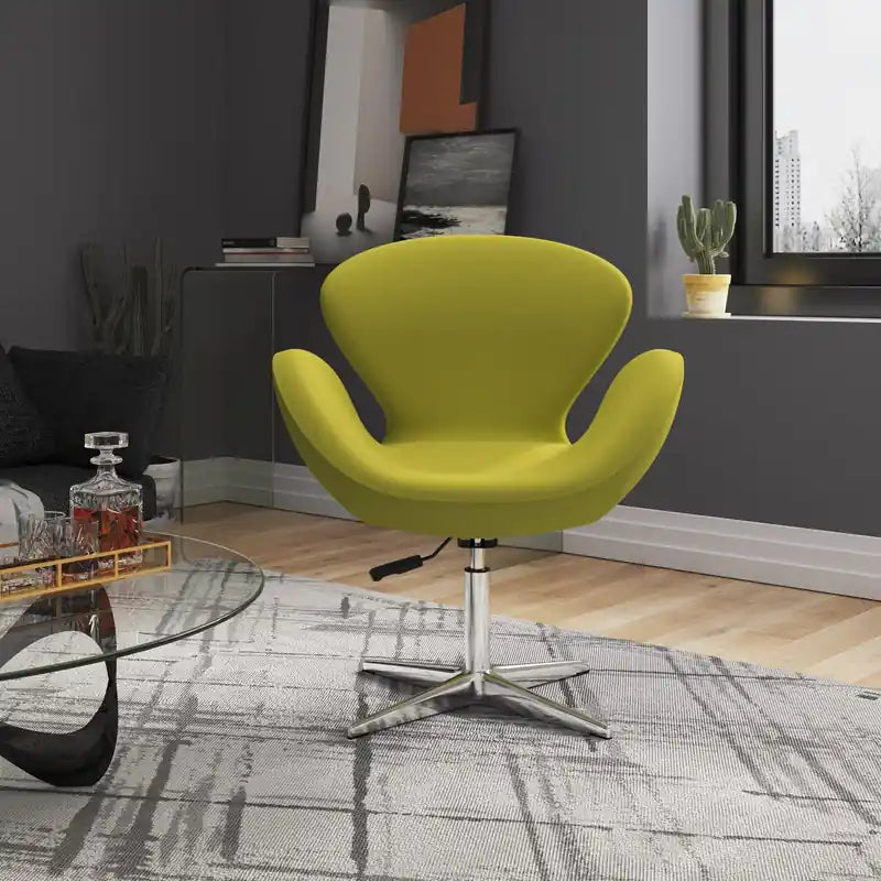 Chaise Pivotante Ajustable Framboise en Laine Polie Chromée