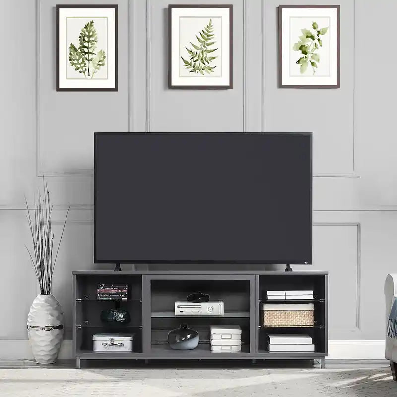 Meuble TV Brighton 60 avec étagères en verre et gestion des câbles