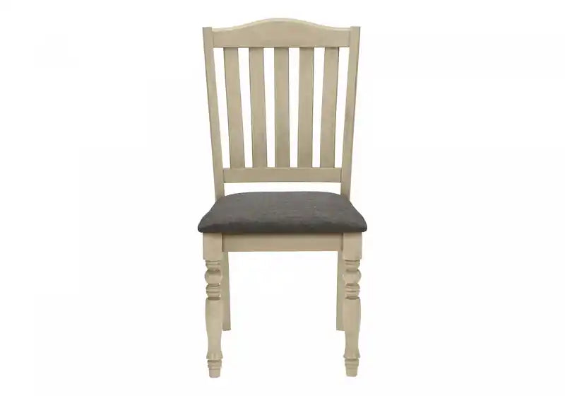 Chaise de salle à manger Cuisine Tissu gris antique Pieds en bois Transitionnel