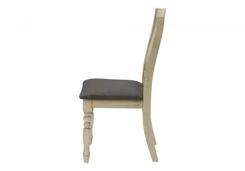 Chaise de salle à manger Cuisine Tissu gris antique Pieds en bois Transitionnel