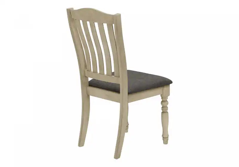 Chaise de salle à manger Cuisine Tissu gris antique Pieds en bois Transitionnel
