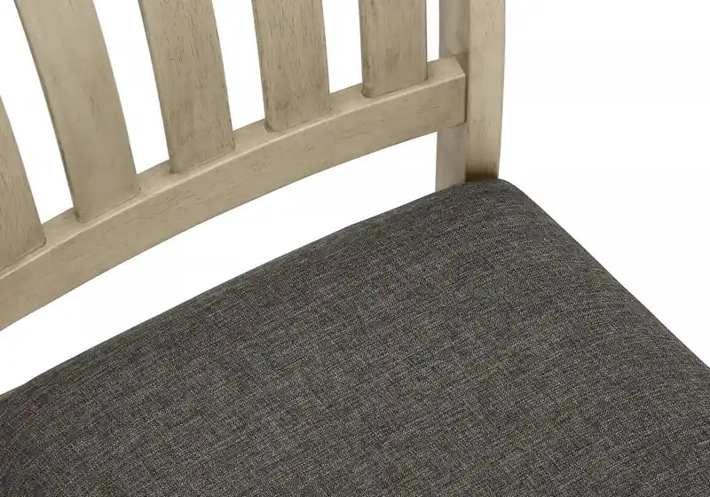 Chaise de salle à manger Cuisine Tissu gris antique Pieds en bois Transitionnel