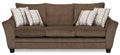 Made in Canada Febe 100 Chenille Fabric Sofa with Flared Arms and Accent Pillows