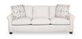 Mallie 84 Chenille Fabric Sofa with Rolled Arms and Wood Legs - Shell White