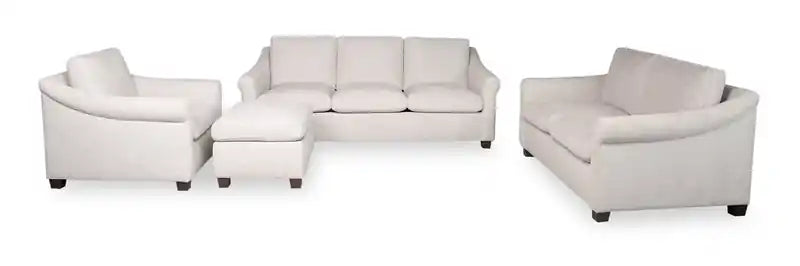 Canapé 84 po en tissu chenille avec accoudoirs roulés et pieds en bois - Blanc coquille