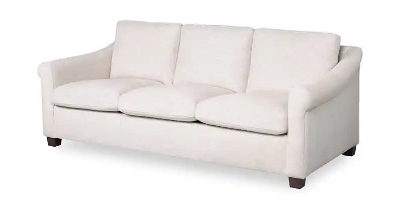 Canapé 84 po en tissu chenille avec accoudoirs roulés et pieds en bois - Blanc coquille