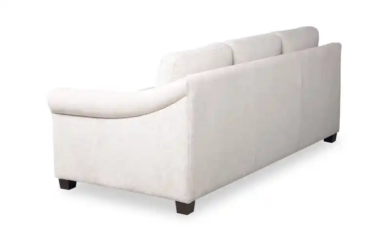 Canapé 84 po en tissu chenille avec accoudoirs roulés et pieds en bois - Blanc coquille