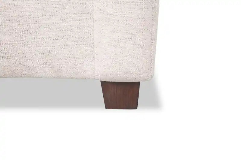 Canapé 84 po en tissu chenille avec accoudoirs roulés et pieds en bois - Blanc coquille
