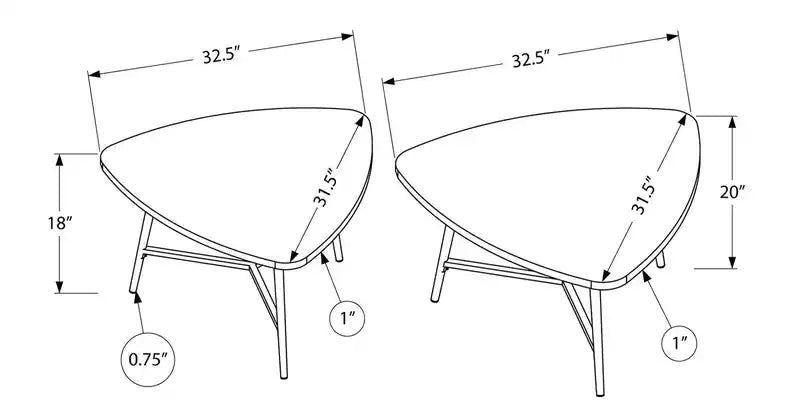 32,5 Tables basses gigognes modernes lot de 2 - Taupe avec pieds en métal noir