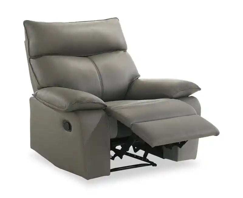 Fauteuil inclinable en cuir véritable 42 - Gris