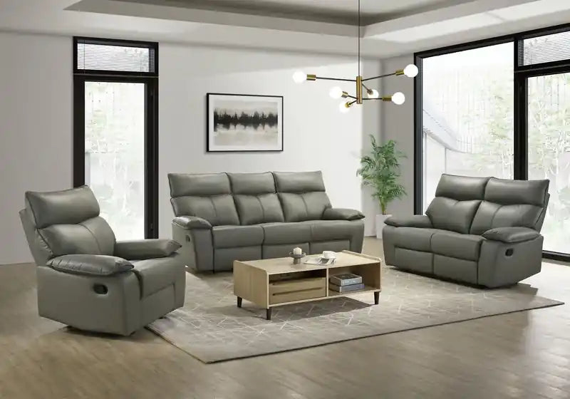 Fauteuil inclinable en cuir véritable 42 - Gris