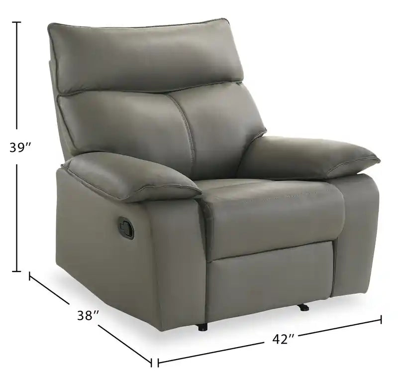Fauteuil inclinable en cuir véritable 42 - Gris
