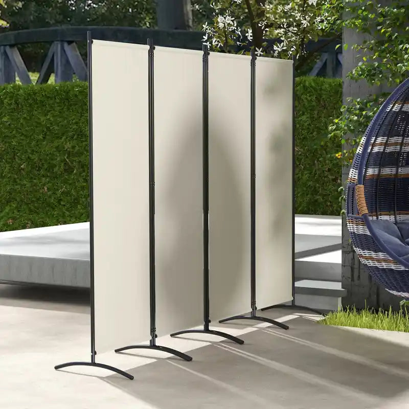 Paravent, écran de confidentialité pliable de 1,70 m, blanc crème