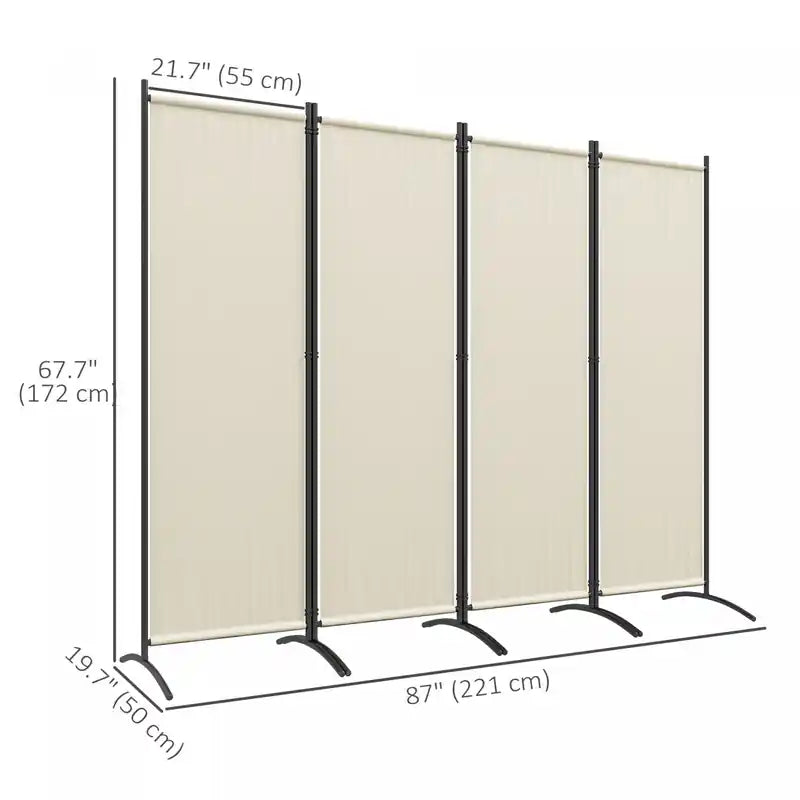 Paravent, écran de confidentialité pliable de 1,70 m, blanc crème