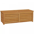 Outsunny 176l Outdoor Deck Box With 2 Safety Hinges For Porch Light Brown
