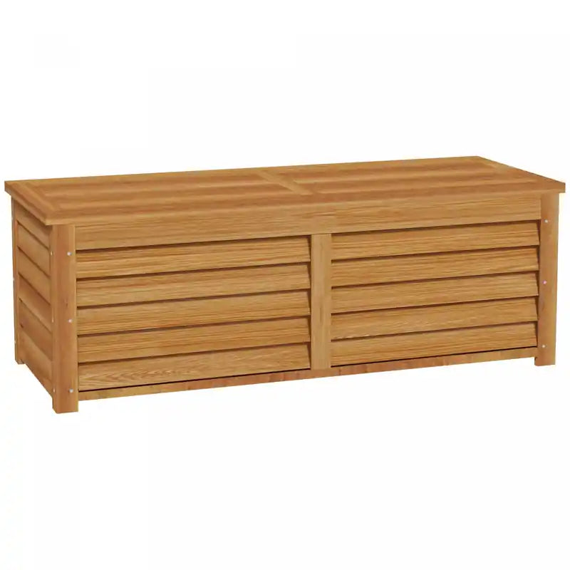Outsunny 176l Outdoor Deck Box With 2 Safety Hinges For Porch Light Brown