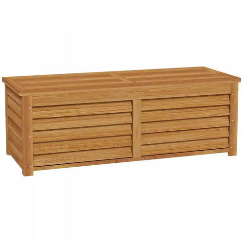 Outsunny 176l Outdoor Deck Box With 2 Safety Hinges For Porch Light Brown