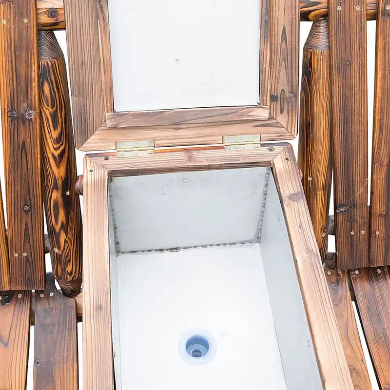 Banc de jardin double en bois de 64 po avec table, brun rustique