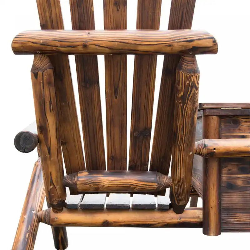 Banc de jardin double en bois de 64 po avec table, brun rustique