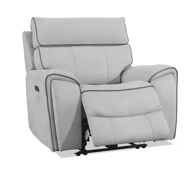 Fauteuil inclinable électrique Newport 43 en similicuir suédé avec appui-tête motorisé