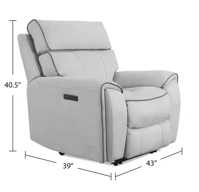 Fauteuil inclinable électrique Newport 43 en similicuir suédé avec appui-tête motorisé