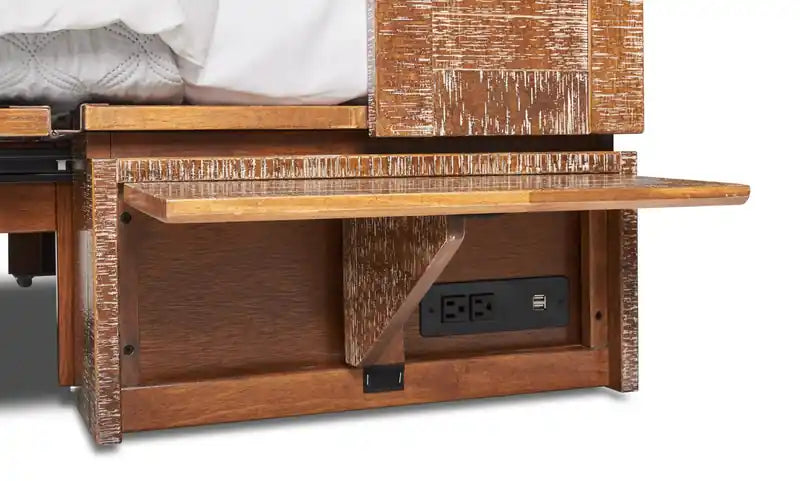 Lit-coffre Parker avec matelas en mousse à mémoire de forme, brun patiné