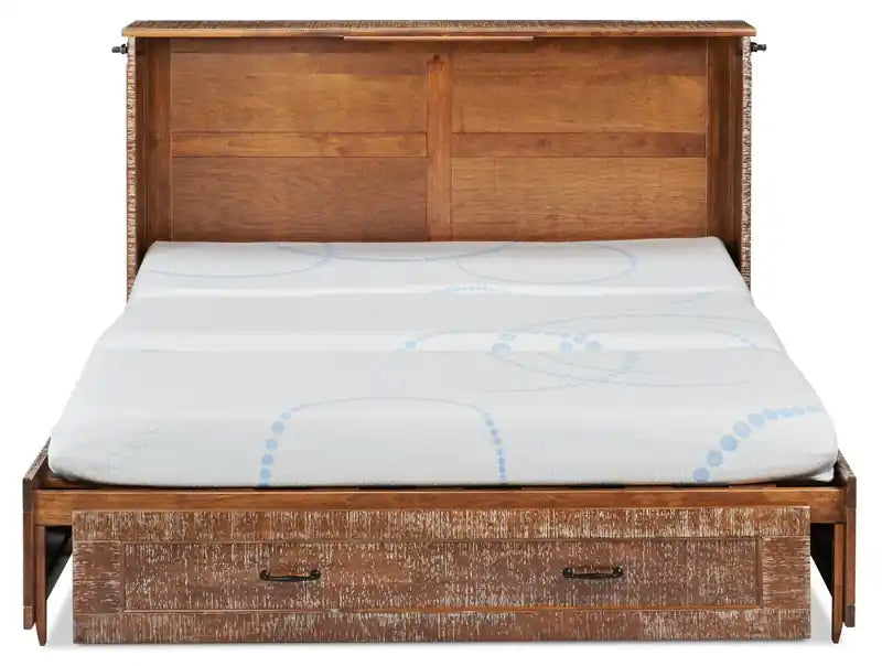 Lit-coffre Parker avec matelas en mousse à mémoire de forme, brun patiné