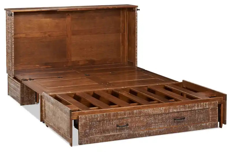 Lit-coffre Parker avec matelas en mousse à mémoire de forme, brun patiné