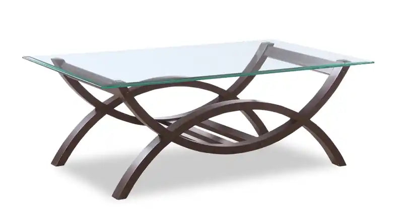 Ricci 48 Modern Glass Top Coffee Table - Glass with Espresso Finished Legs
