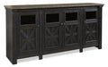 Tyler Creek 74 Traditional TV Stand with Storage and Cable Management for TVs up to 85- Black Grey